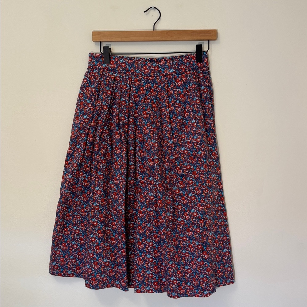 J. Crew Floral Skirt in Red and Blue